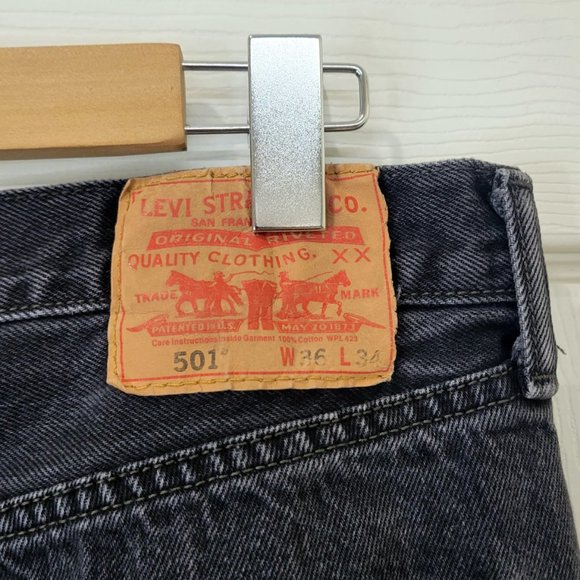 LEVI'S 501 Men Straight Fit-Coupe Droit Black Jean 36x34 - Picture 6 of 8